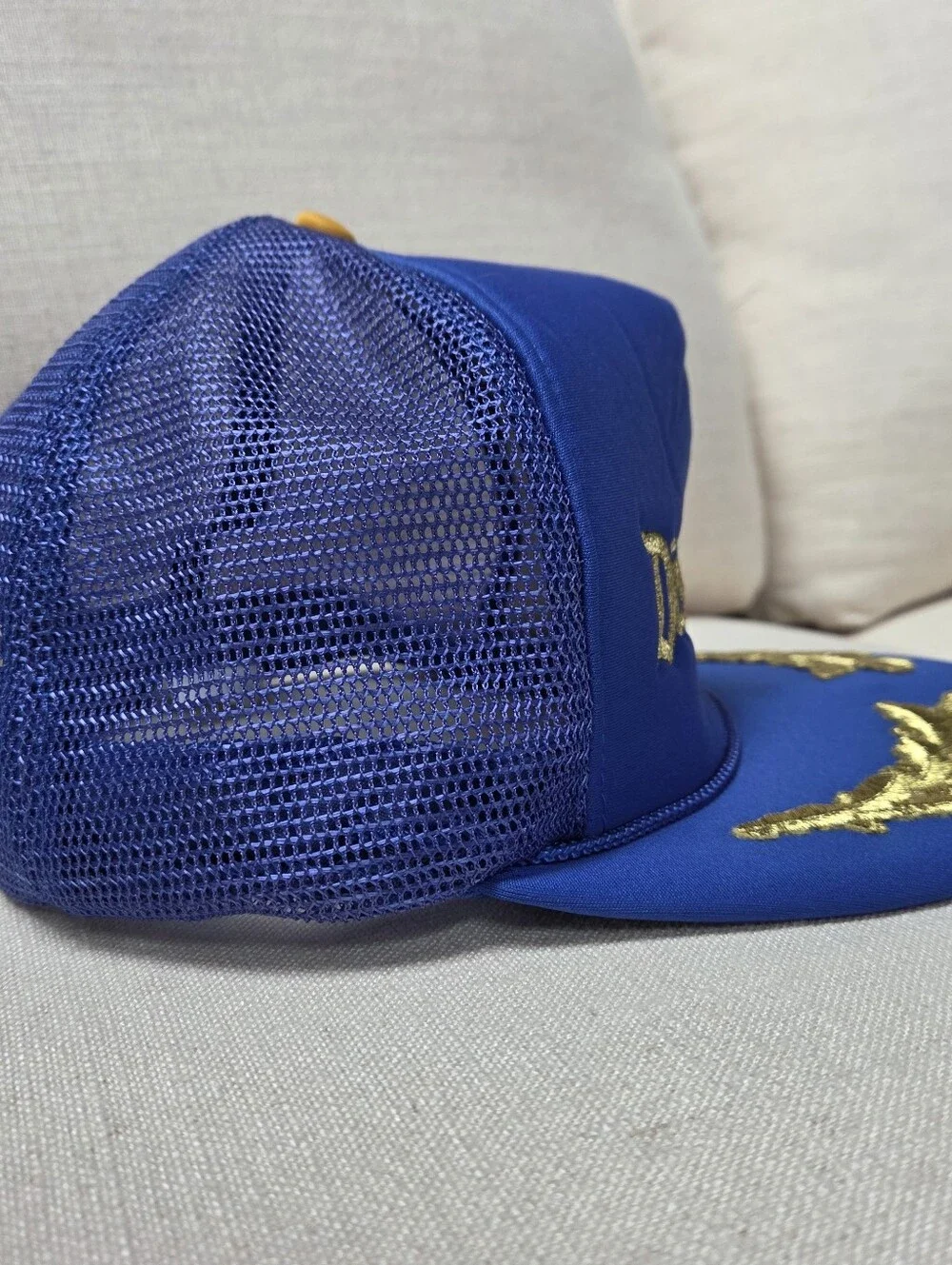 VTG Disneyland Trucker Hat Cap Gold Leaf Embroidered  Castle Snapback